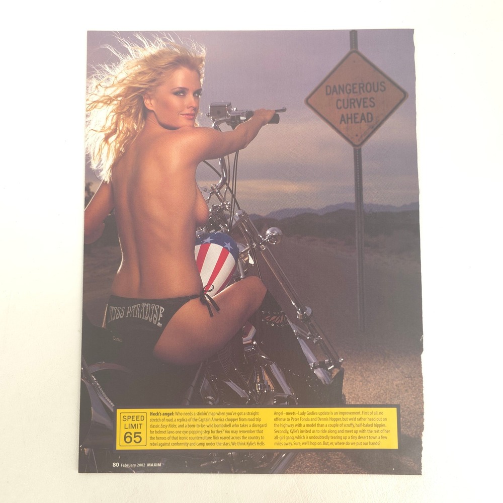 Kylie Bax Maxim Swimsuit 2002 Easy Rider Chopper Motorcycle Y2K Garage Decor